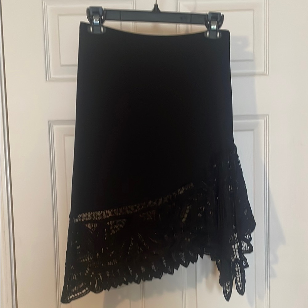 Elegant Black Lace Trim Skirt